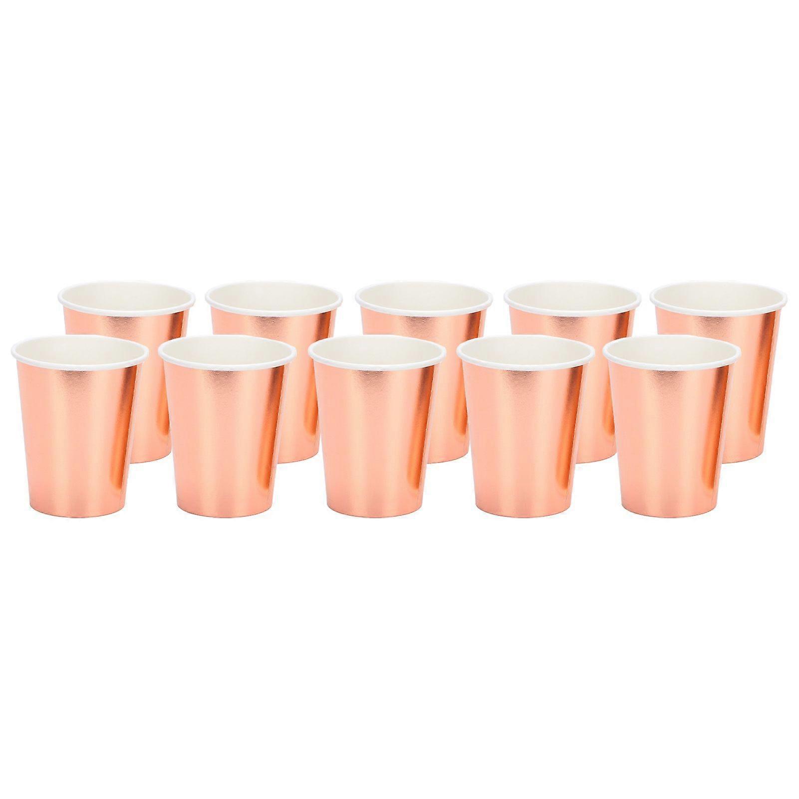 20pcs Paper Cups Drinking Compostable Cup Recyclable Juice Cup for Party Coffee TeaRose Gold