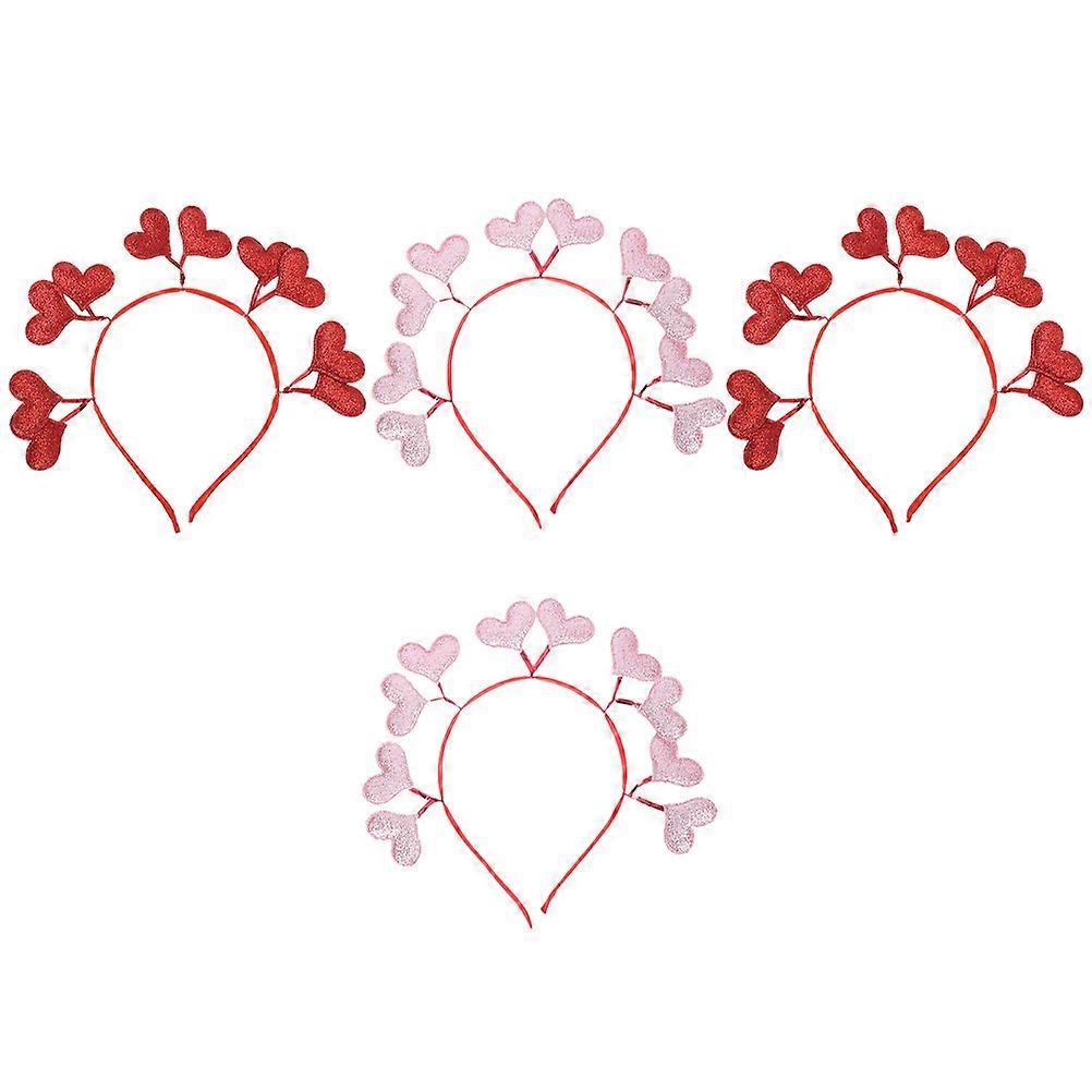 Valentines Day Heart Headbands for Party Use 8Pcs Glitter