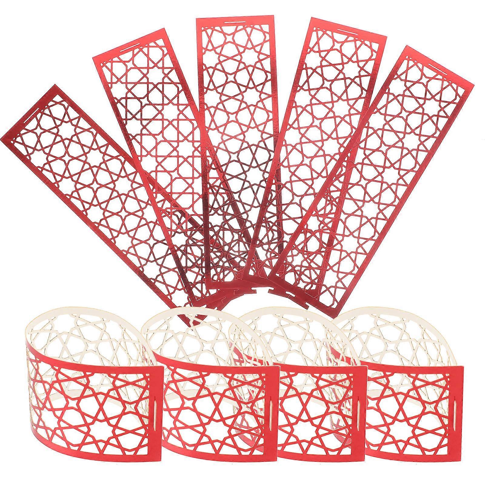 Napkin Ring for Paper Napkins Delicate Napkin Rings Serviette Supply Red Paper Material Reusable 50Pcs