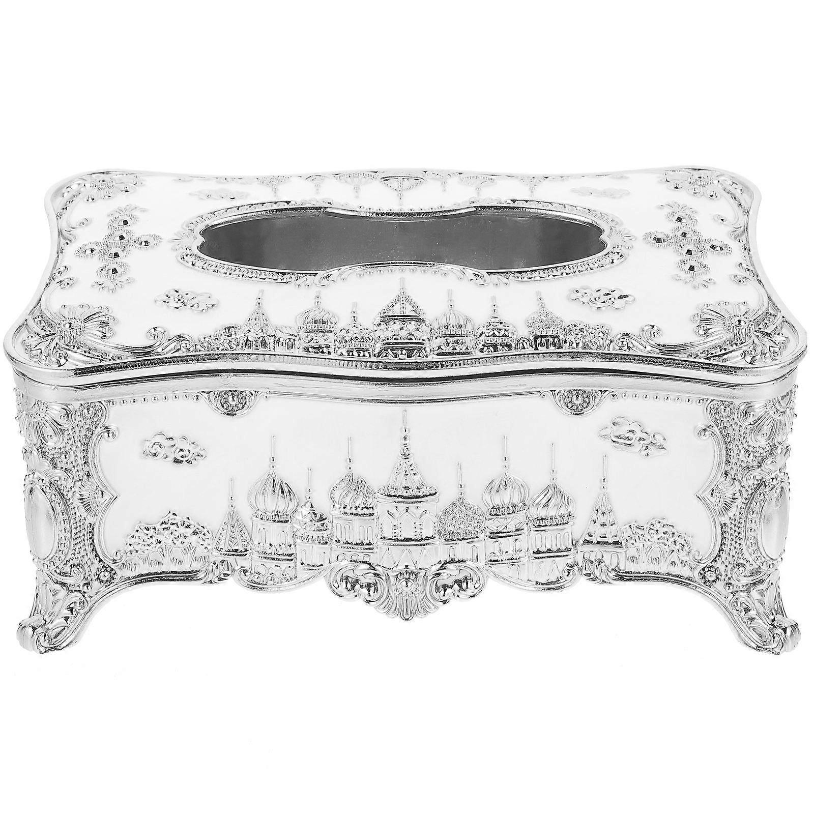 Decorative Napkin Storage Box Silver for Storage Use European Style Tissue Box