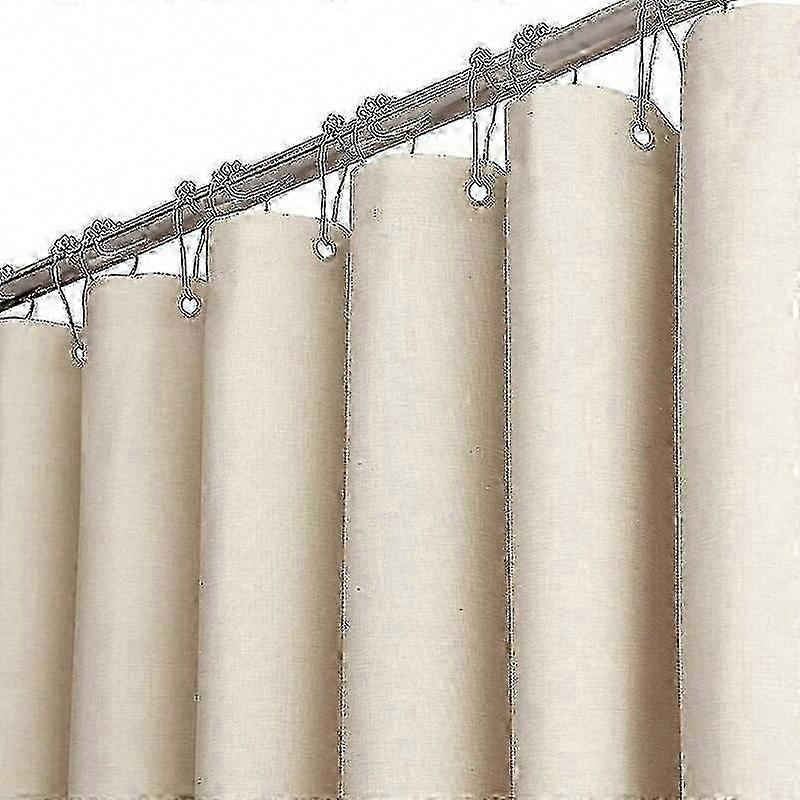 180 X 240cmエクストラロングリネンテクスチャードヘビーデューティファブリックシャワーカーテンセット、12個のプラスチックフック、大型ホテルラグジュアリーポリエステル