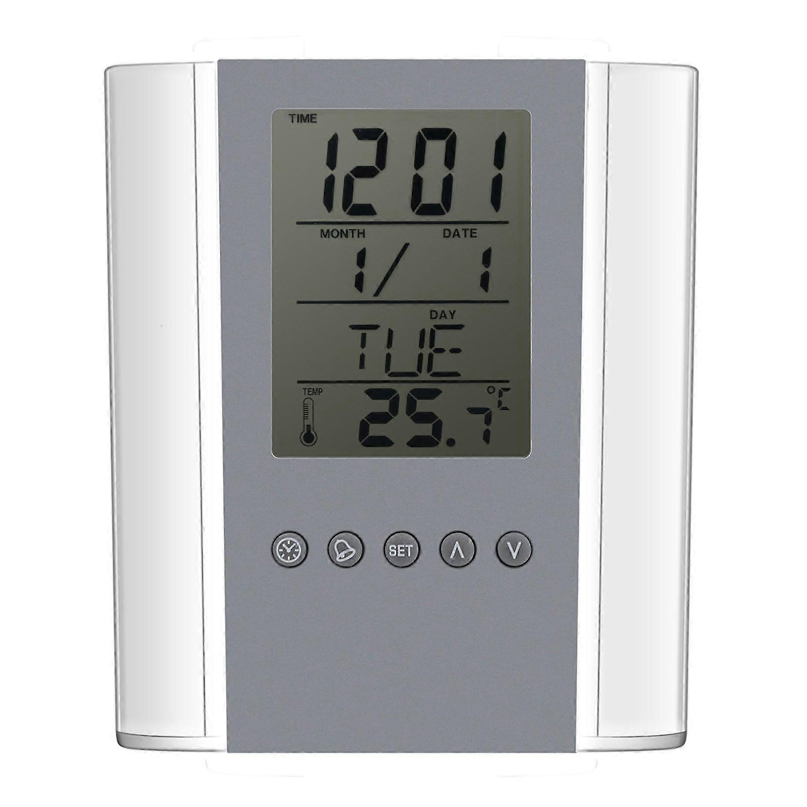 Digital Alarm Clock Temperature Display Table Pencil Holder Case Organizer