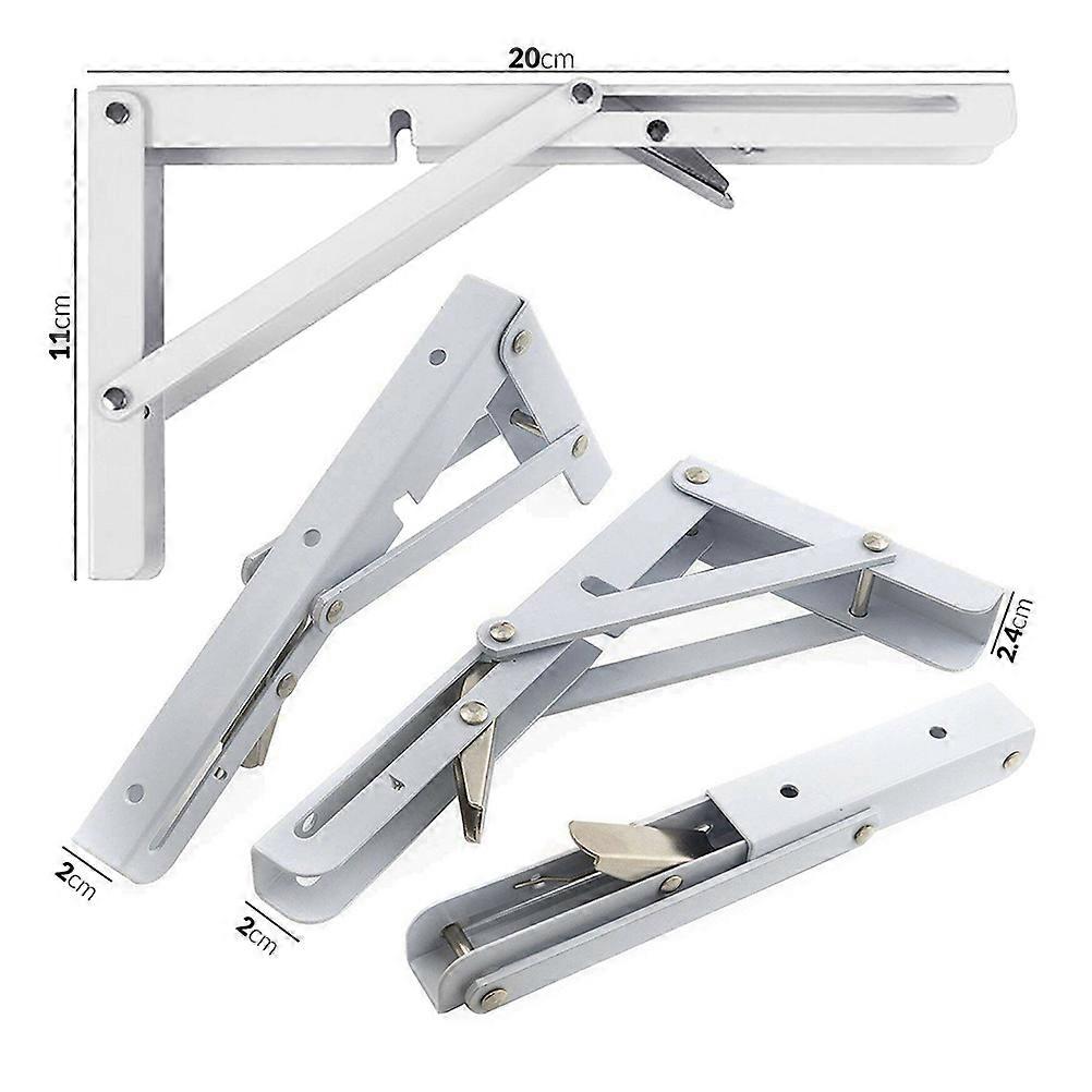 Foldable Shelf Bracket Triangle Support 2Pcs White Steel for Home Use