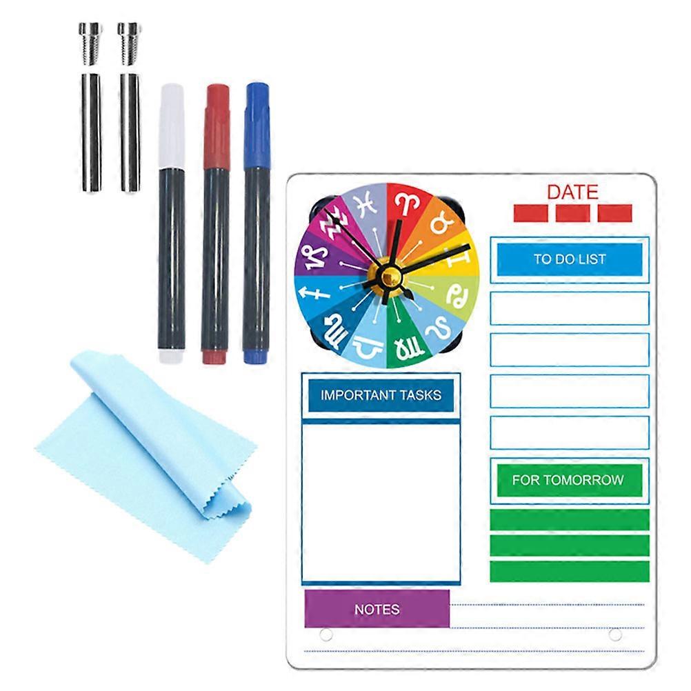 Tabletop Whiteboard Acrylic Memo Board with Clock 4Sets