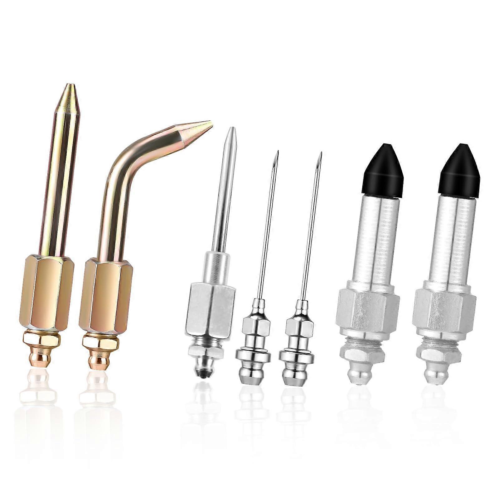 Grease Gun Accessory Kit 7 Pcs 2 Nozzles Needle Dispenser 2 Rubber Adapters Bent And Straight Nozzles For Narrow Space