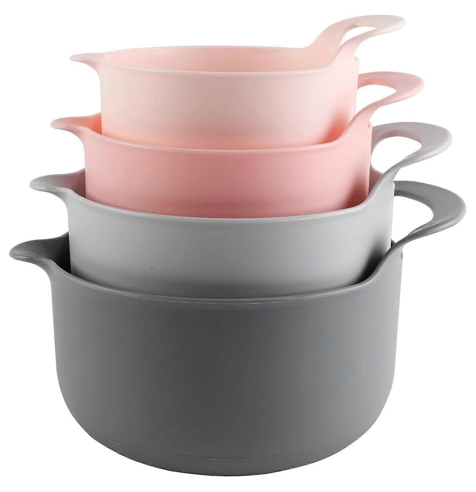 Nesting Plastic Mixing Bowl Set with Pour Spouts and Handles, , 4 Piece Non-Slip