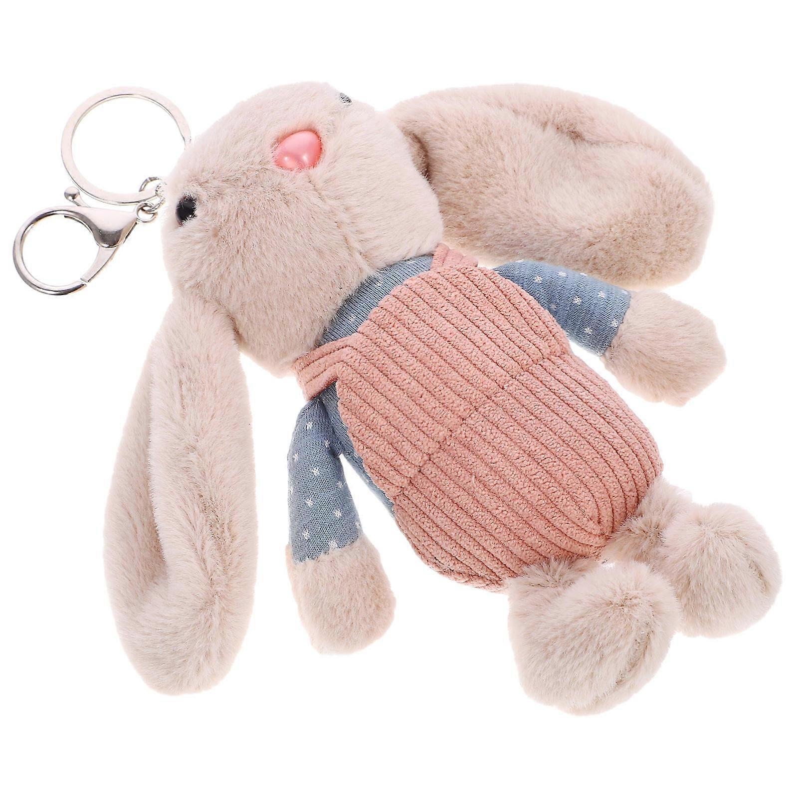 Stuffed Bunny Keychain Rabbit Key Ring for Decor 5Pcs White Hanging Charm