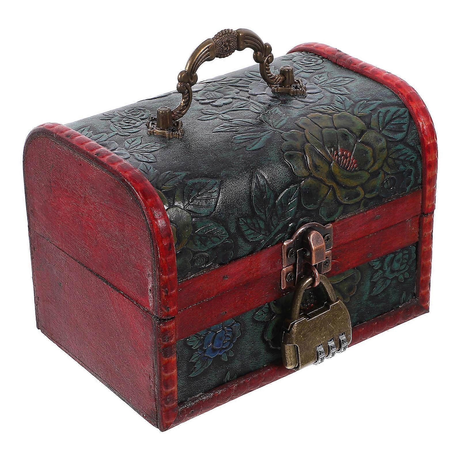 Rectangular Wooden Chest Box 3Pcs Jewelry Storage Featuring Vintage Design Ideal For Women And Desktop Use With Password Lock