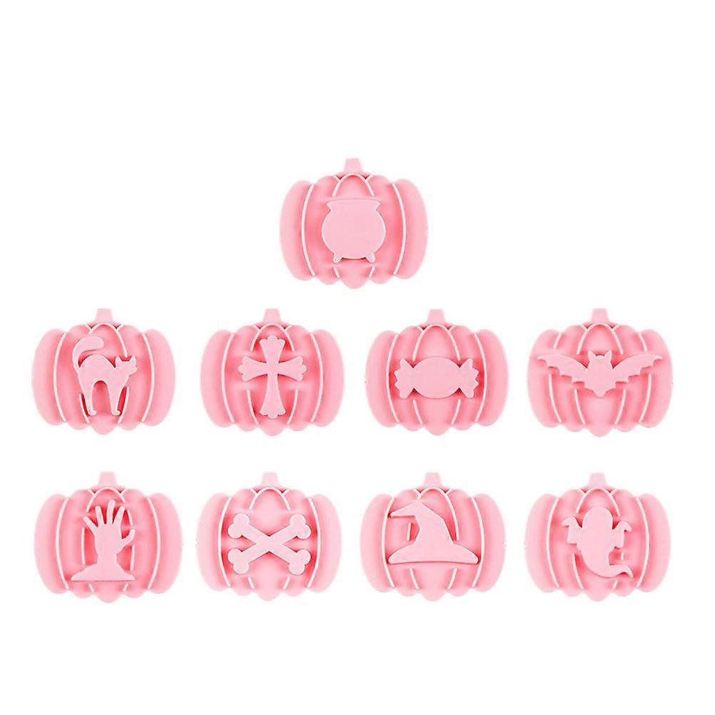 Pink Plastic Cookie Mold for Baking 9Pcs Press-on Pumpkin Cookie Mold