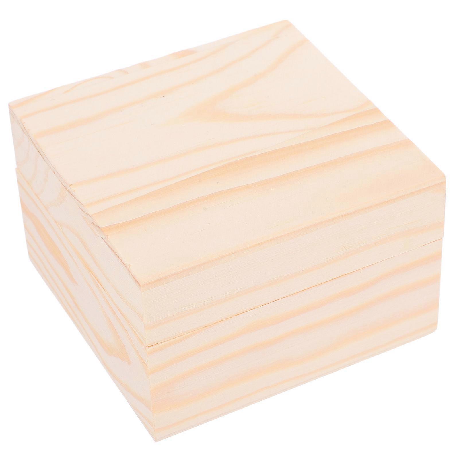 Decorative Wooden Storage Box For Keepsakes And Memory Items Office Use 10.50X10.50X5.50CM Simple Design 4Pcs