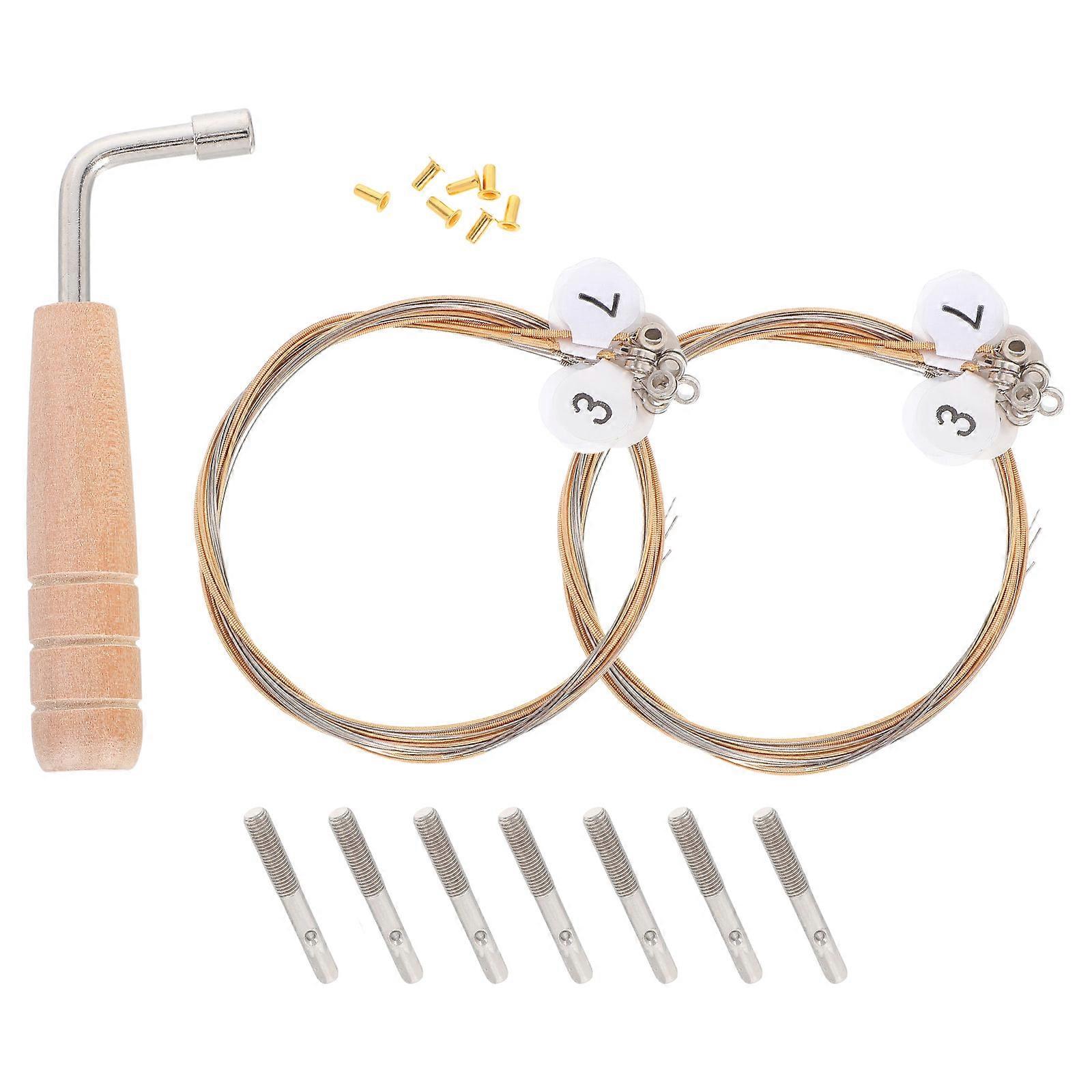 Lyre Harp Tuning Wrench Harp Strings Replacement Kit 4Sets for Instruments