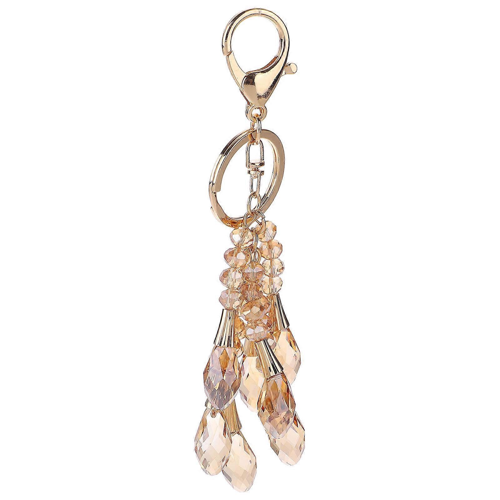 Crystal Key Chain Decoration 2Pcs Delicate Design Lightweight Car Hanging Accessories Golden Easy To Find Keys