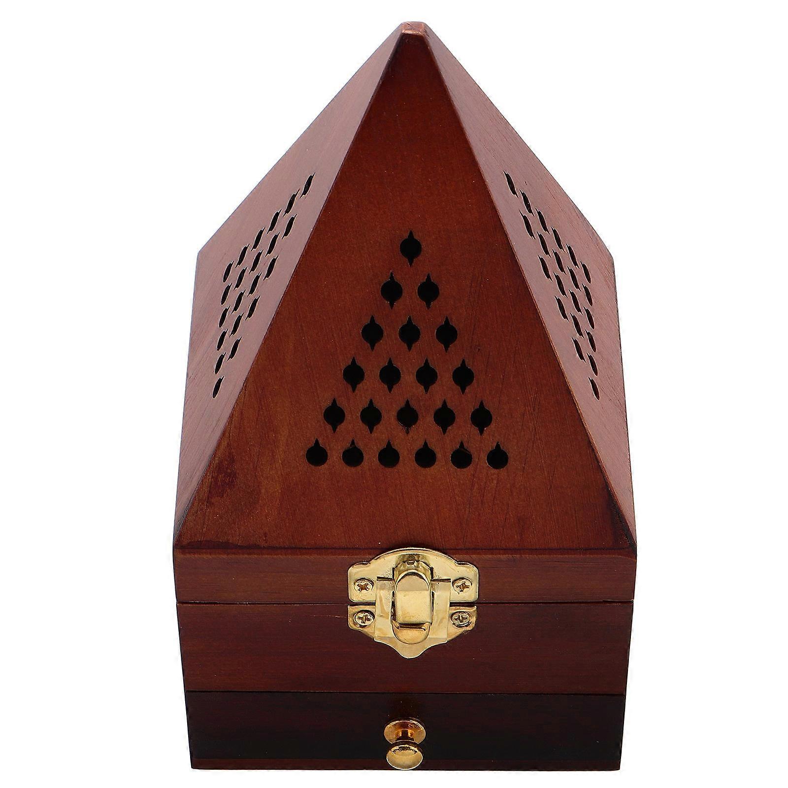 Wood Incense Burner Box for Home Use Handcrafted 2Pcs Cone Holder