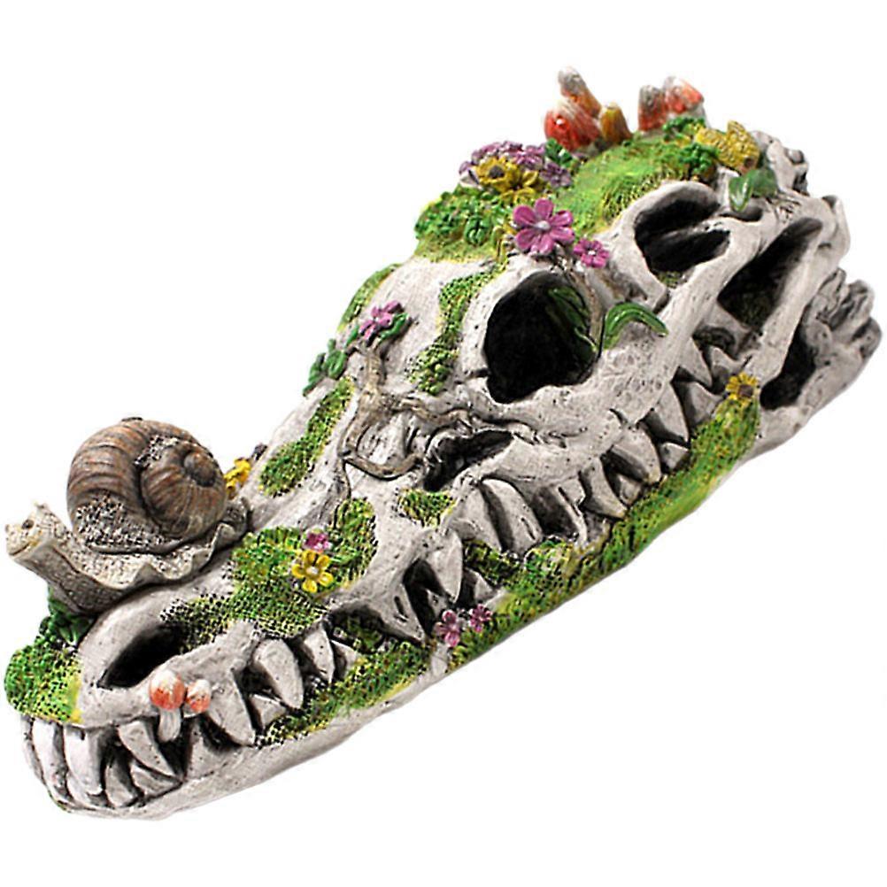 Resin Snail on Dinosaur Skull Statue for Outdoor Garden Use 4Pcs