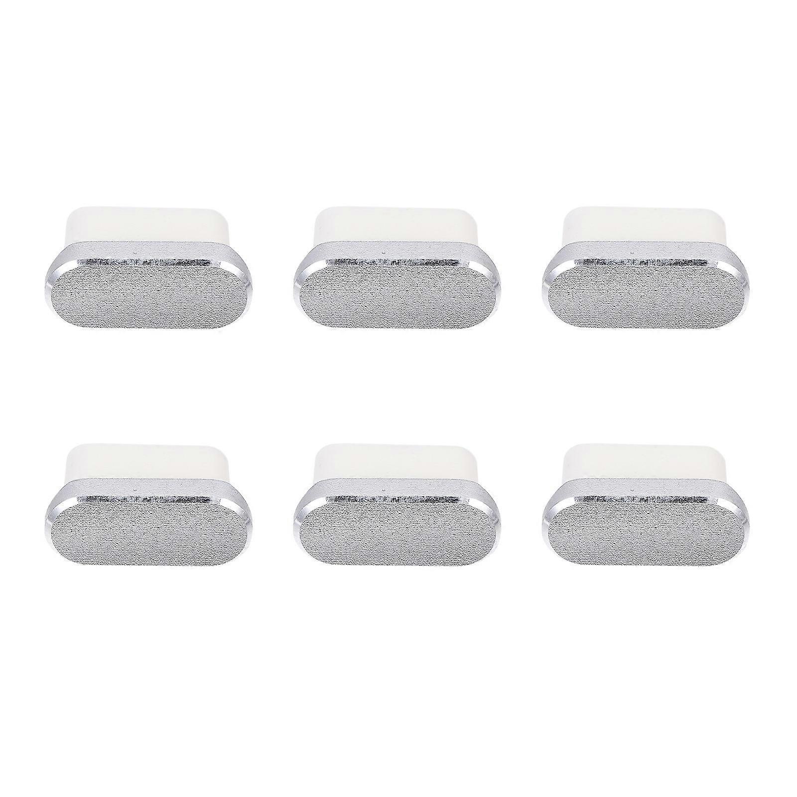 Type-C Stopper Plugs for Mobile Phone Dust Protection 12Pcs Silver