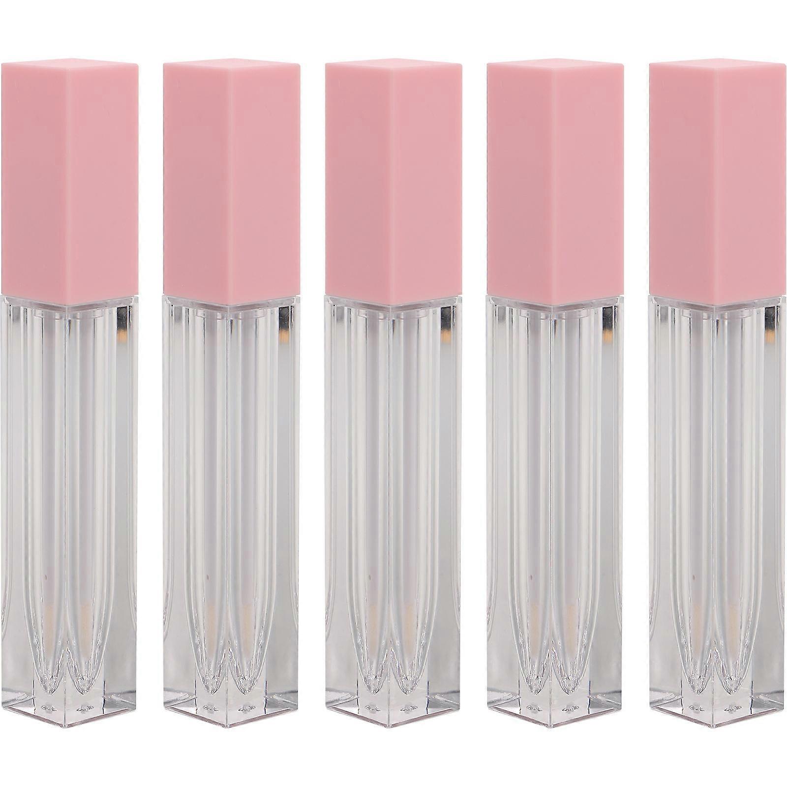 Pink Square Lip Gloss Tube Container 15Pcs Refillable for DIY Makeup