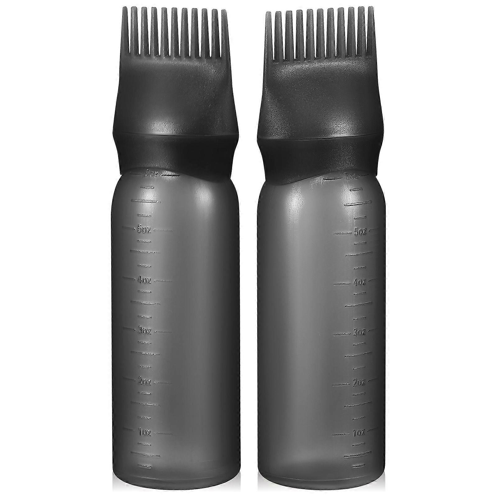 Salon Hair Dye Root Comb Applicator Bottles 8Pcs Black PP