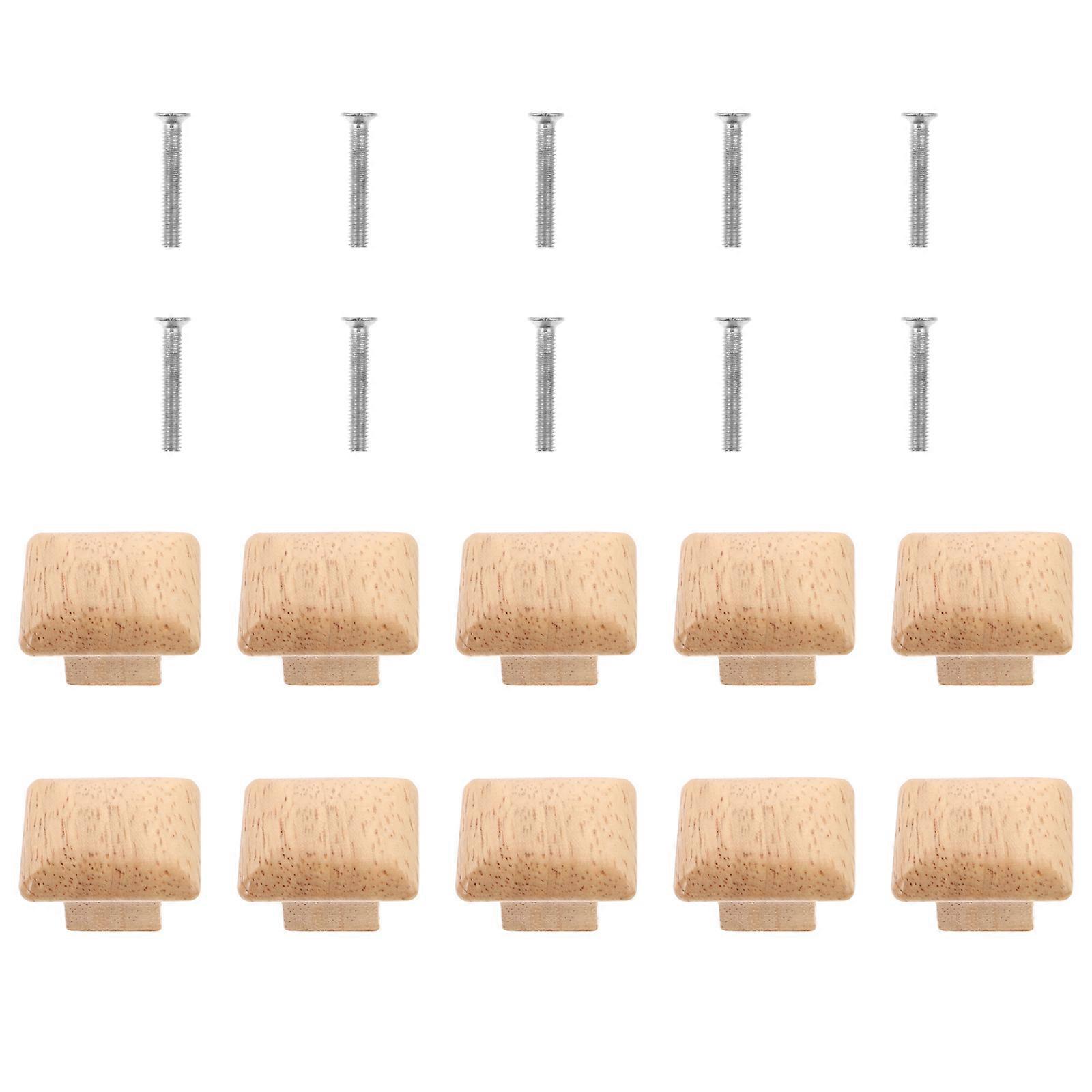 Cabinet Knobs Solid Wood Knobs for Door 20Pcs Khaki Household Use