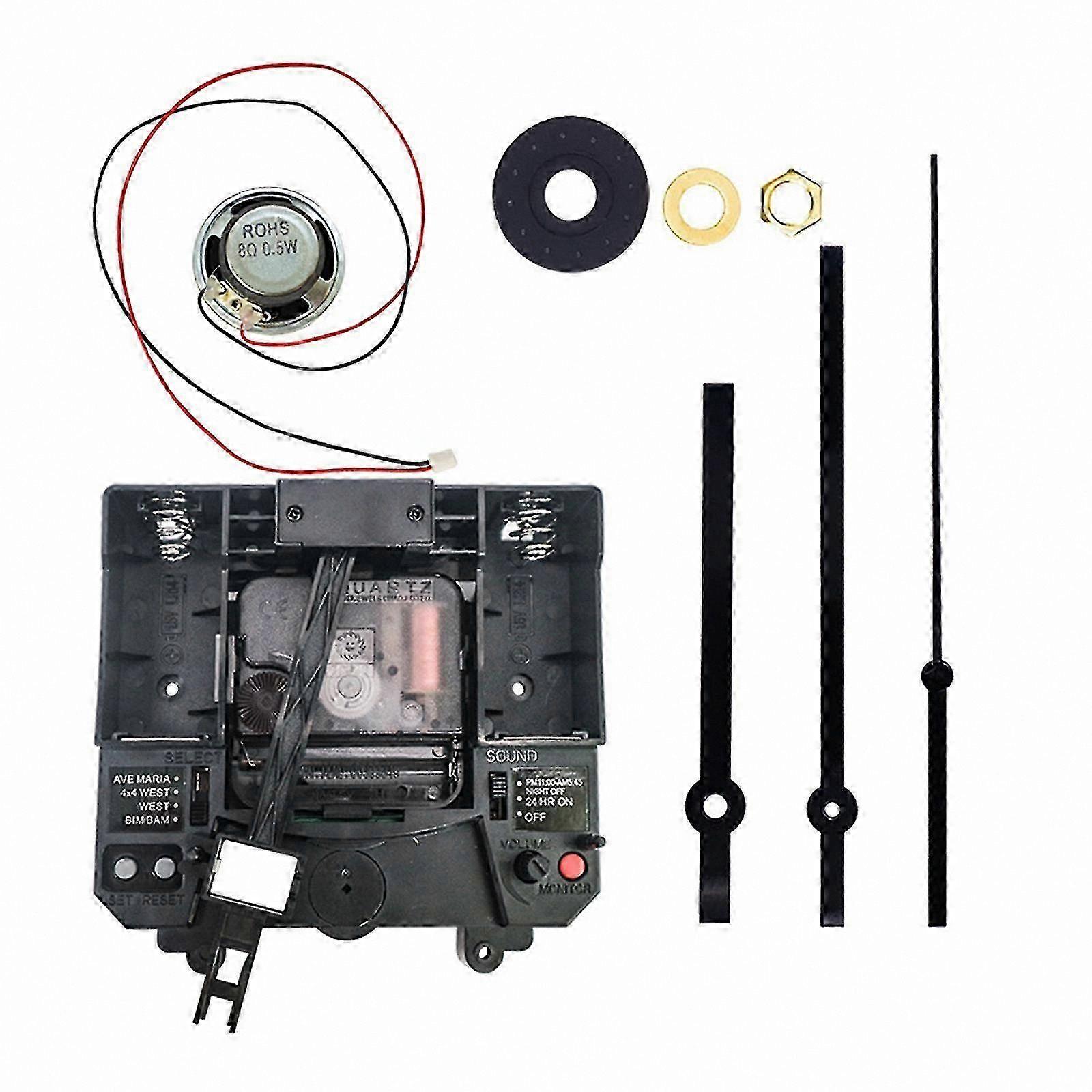 Quartz Pendulum Clock Mechanism with Long Shaft and Music Box for DIY Projects