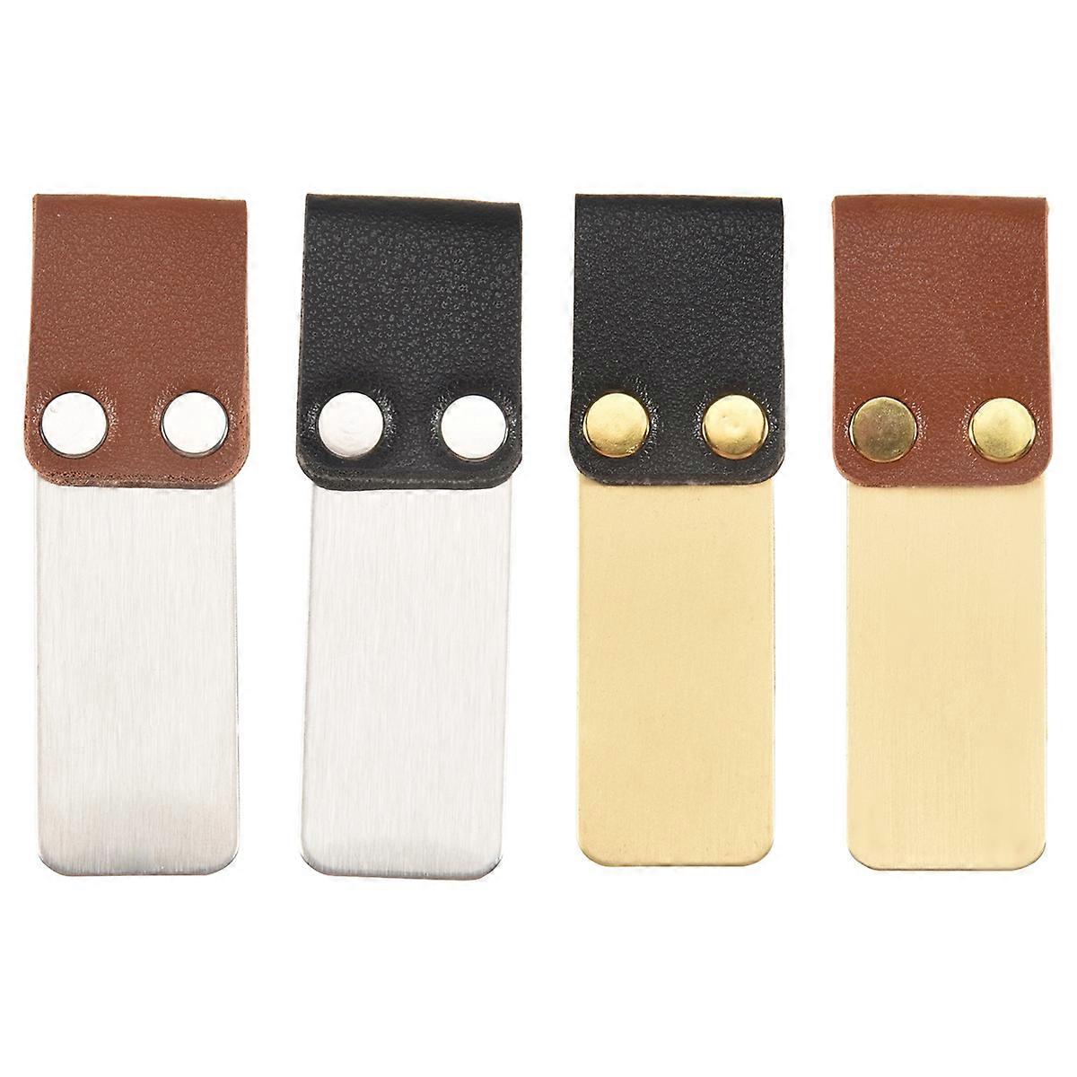 Notebook Leder Stifthalter mit Edelstahl Clip 4er Pack