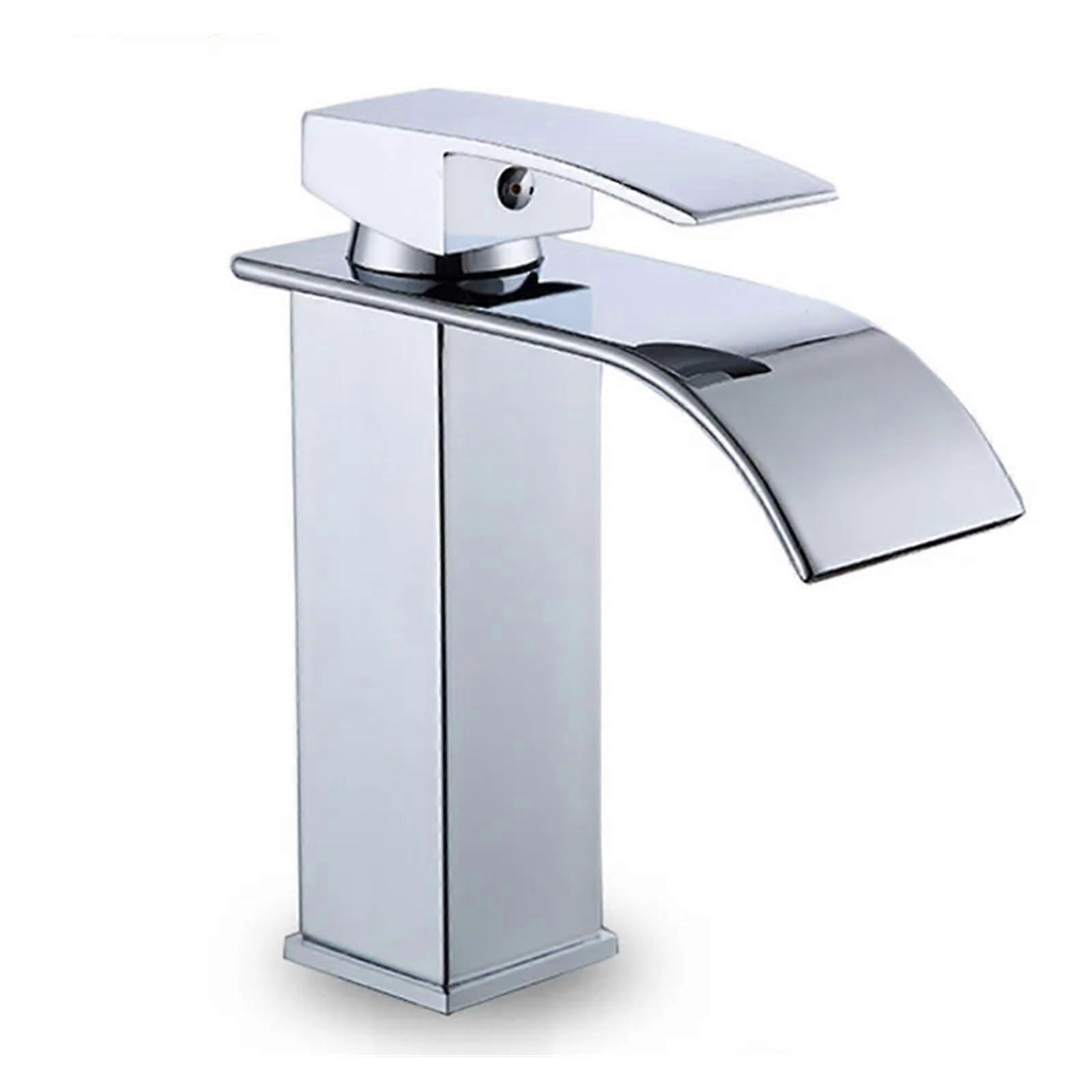 Waterfall Basin Sink Mixer Faucet Stainless Steel Silver Bathroom Sink Tap with Modern Design and Easy Installation