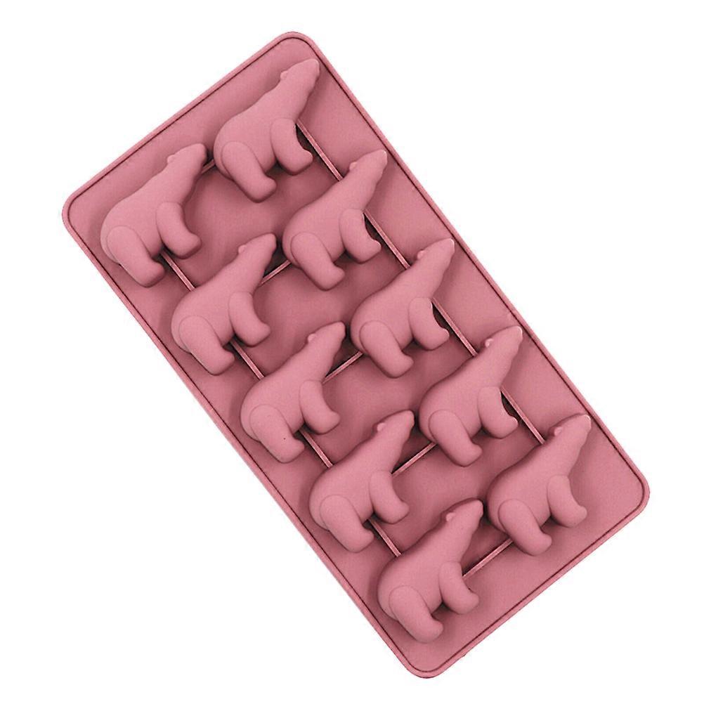 Polar Bear Mold Silicone Ice Cube Maker for DIY Ice Cubes 10-Grid Pink