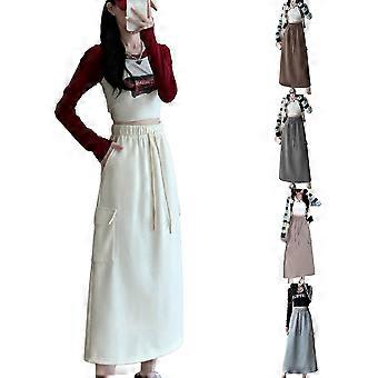 Women Cargo Skirt With Flap Pockets Harajuku High Waist Drawstring A 