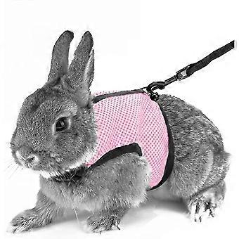 Soft Harness With Leash For Rabbits Hamsters Cats, M, Pink