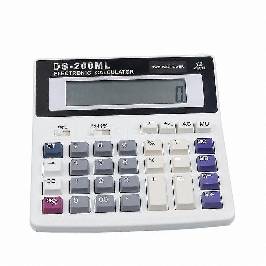 Large LCD Calculator with Big Buttons and Dual Power Source for Office Use