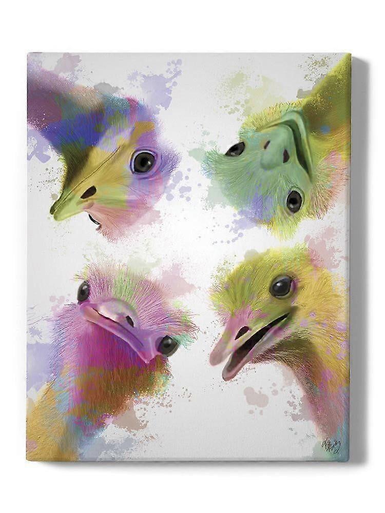 Rainbow Splash Strutsar Wrapped Canvas -Fab Funky Designs,-ouyab1767