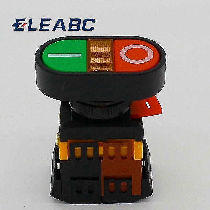 Self Reset Yellow Indicator Double Push Button Switch 10A AC220V 25-26