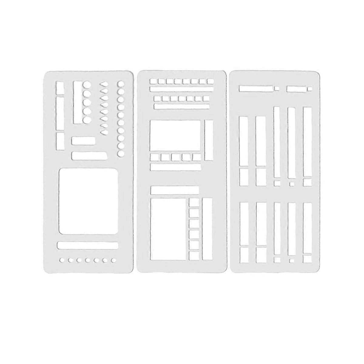 3PCS Handmade Flexible Record Template,Planner Stencil Set for Dot Grid Journals, Drawing and Check List Templates B