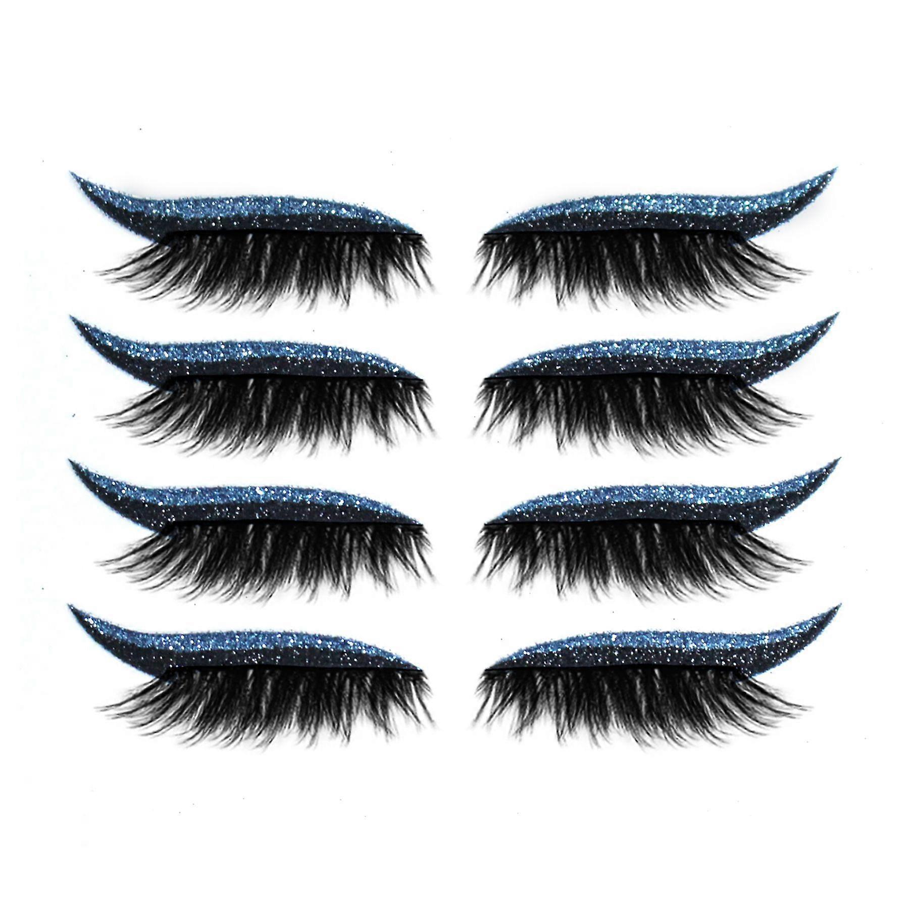4 Pair Reusable Eyelash Stickers Glitte Eyeliner Invisible Tape Self Adhesive Makeup Tool,blue