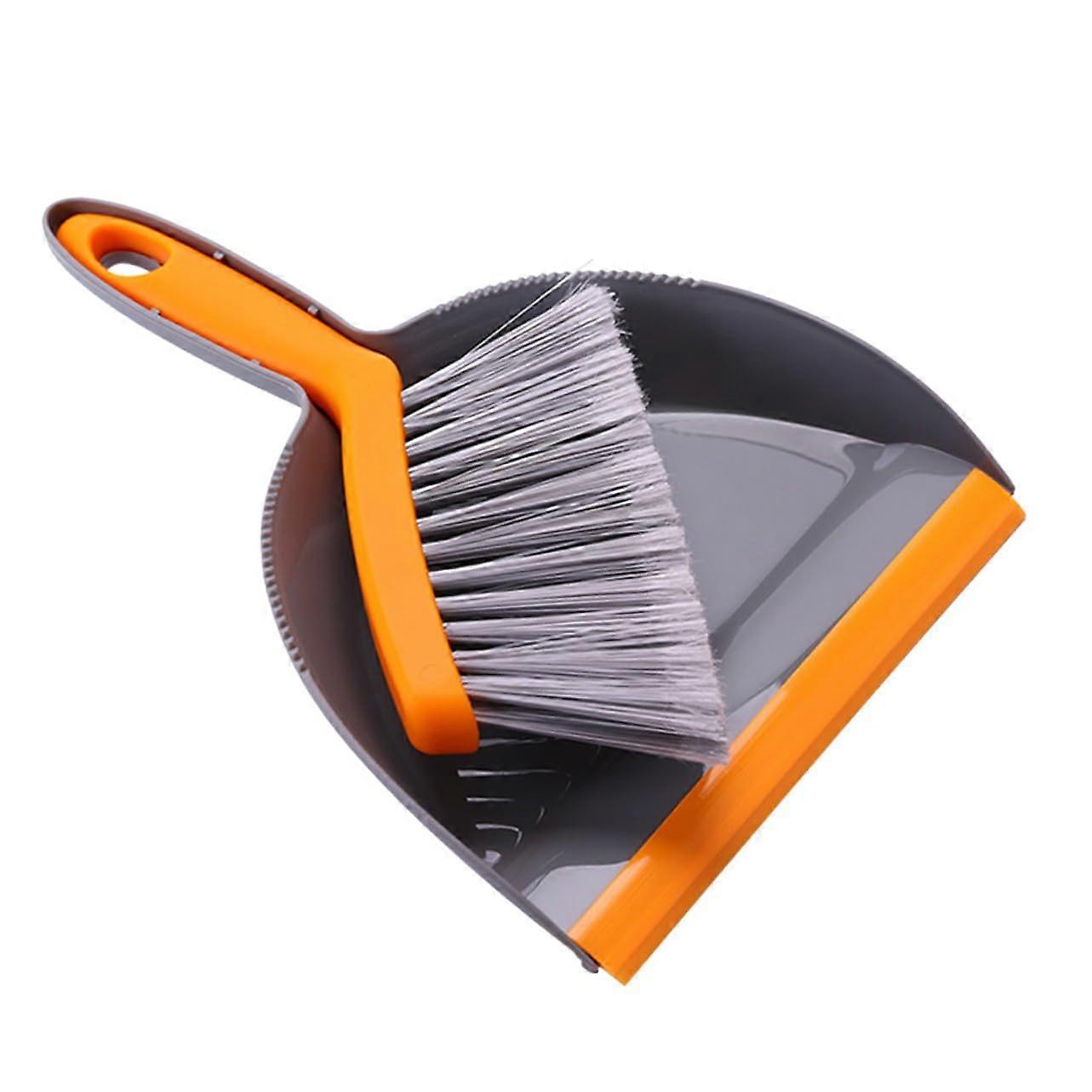 Mini Broom and Dustpan Compact Cleaning Tools With Soft Bristles Desktop Narrow Spaces Lightweight Plastic Gray Orange