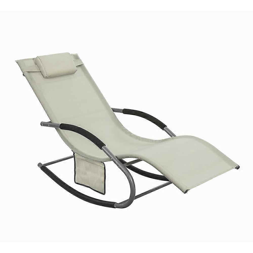 SoBuy Sun Lounger Garden Chair Recliner with Cushioned Pillow & Side Pocket Rocking Chair with Steel