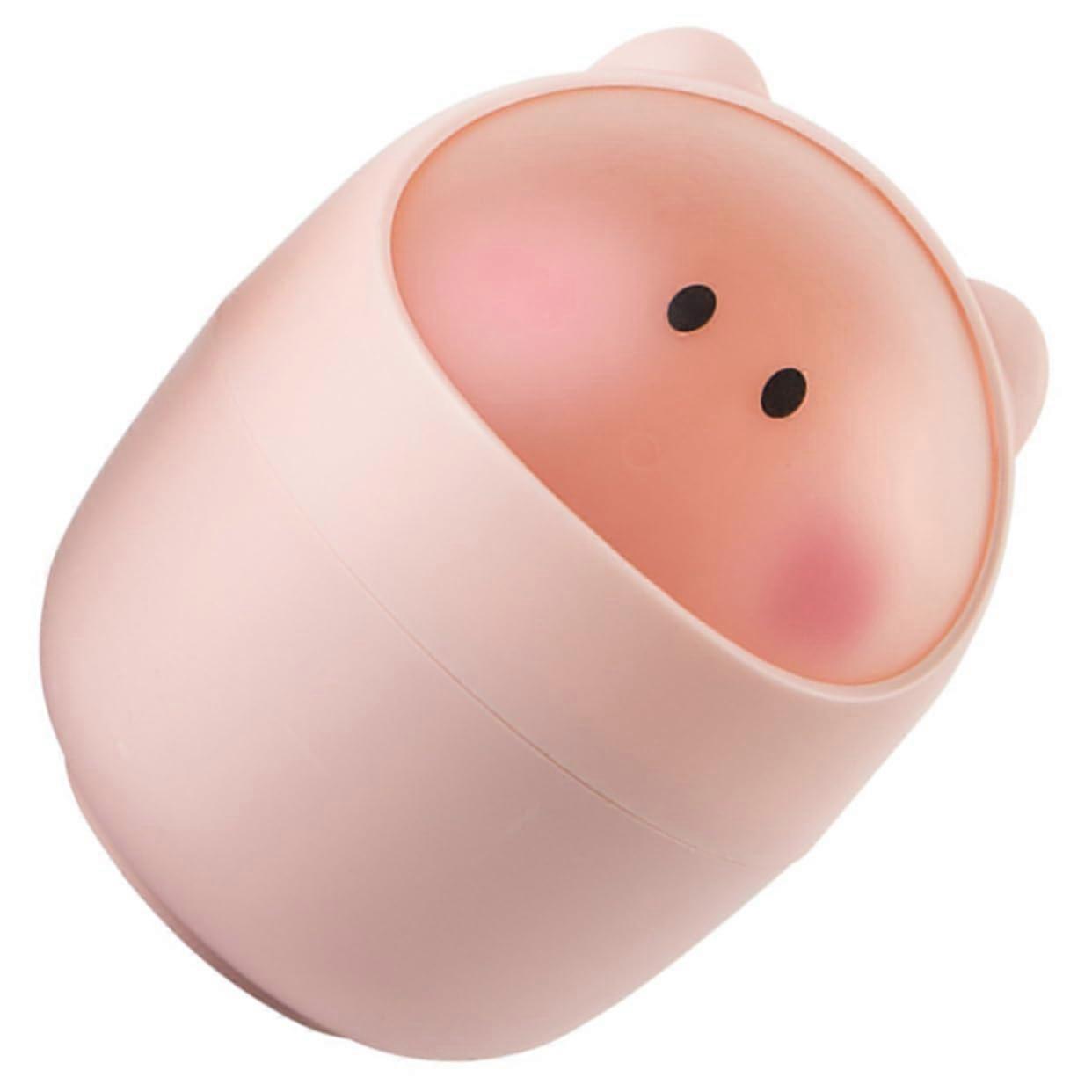 Cartoon Desktop Trash Bin With Lid Compact Plastic Desk Trash Can For Home Office Desk And Car