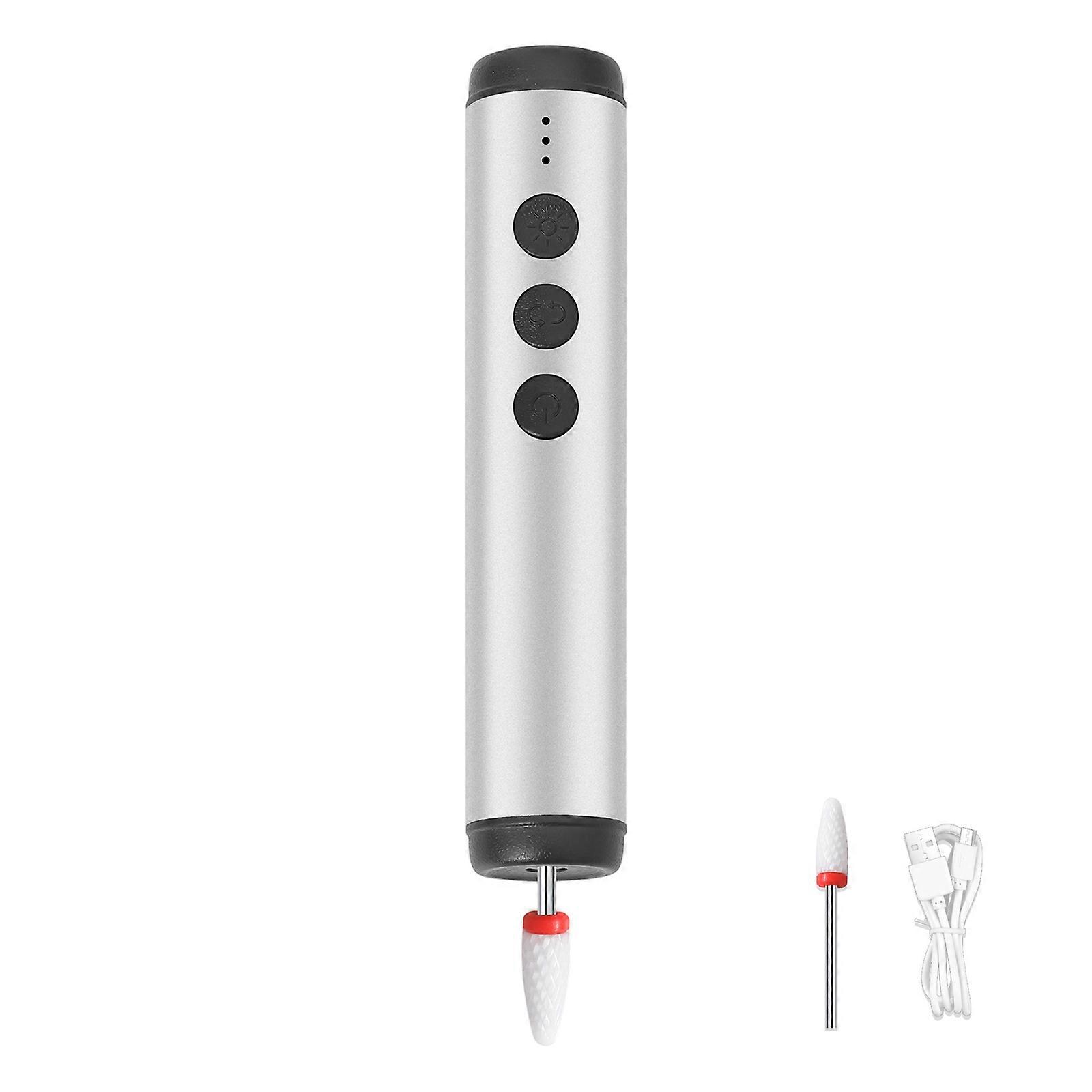 Lightweight Manicure Machine 2 In 1 Grinding System Nail Lamp Aluminum Alloy Body Quiet Performances For Daily Use  Silver