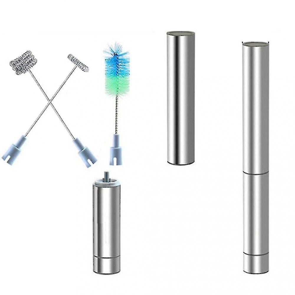 Cookware Sets Handheld Milk Frother With 2 Spring Whisk Head Stand Brush Electric Foam Maker