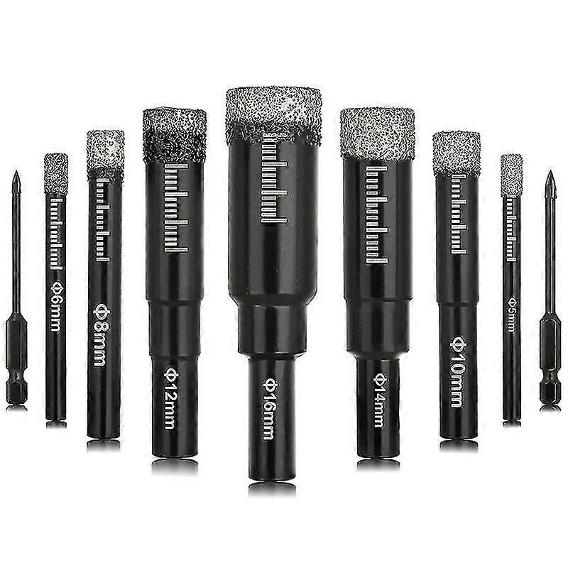 7pcs Dry Diamond Drill Bits And 2pcs Concrete Drill Bit Set, Round Shank Tile Drill Bits For Glass