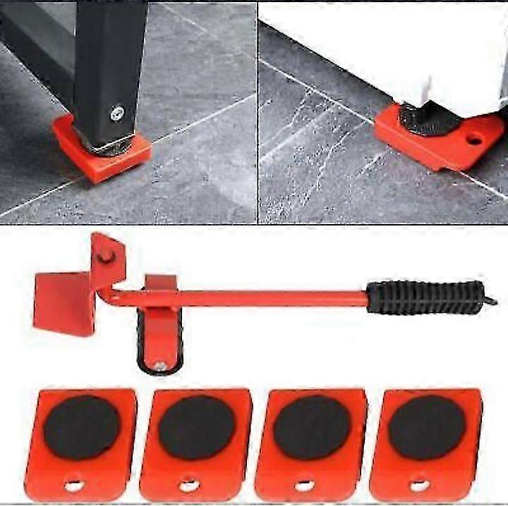 Furniture Mover Tool Set Transport Lifter Heavy Stuffs Moving 4 Wheeled Roller With 1 Wheel Bar Hand For Home Tool For All Use hwySH