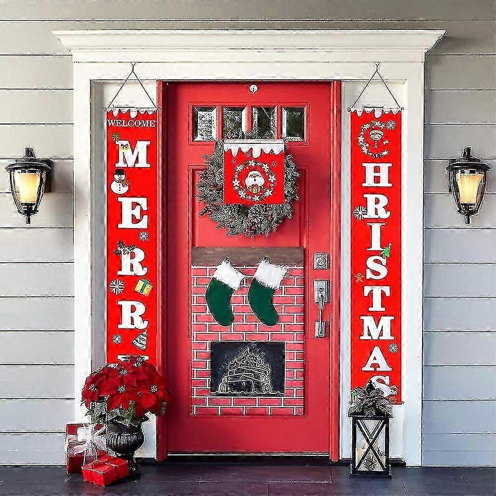 Christmas decorations with outdoor banners