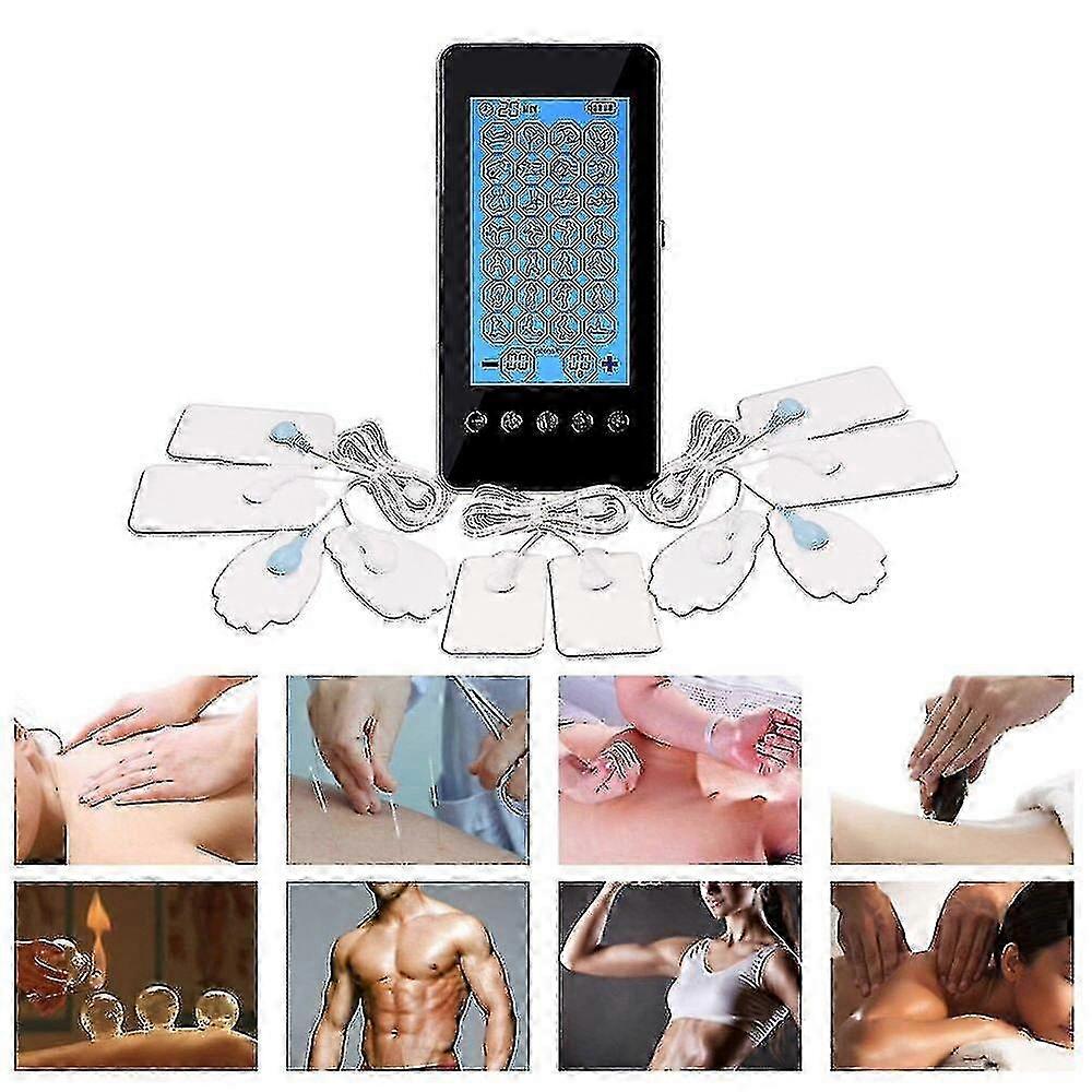 28 Modes Digital Electric Pulse Tens Machine Body Massager Lcd Touch Screen Dual Output Massage Ems Therapy Stimulation Devices