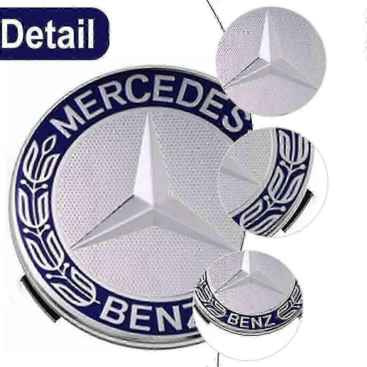 Batch of 4 Cache-Moyeux compatible with Mercedes Benz 75 mm - Bleu