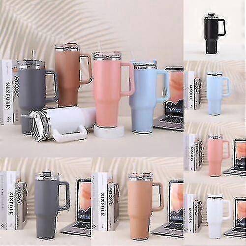40 Oz Tumbler Straw Lid Insulated Stainless Steel Water Bottle Coffee Mug Travel