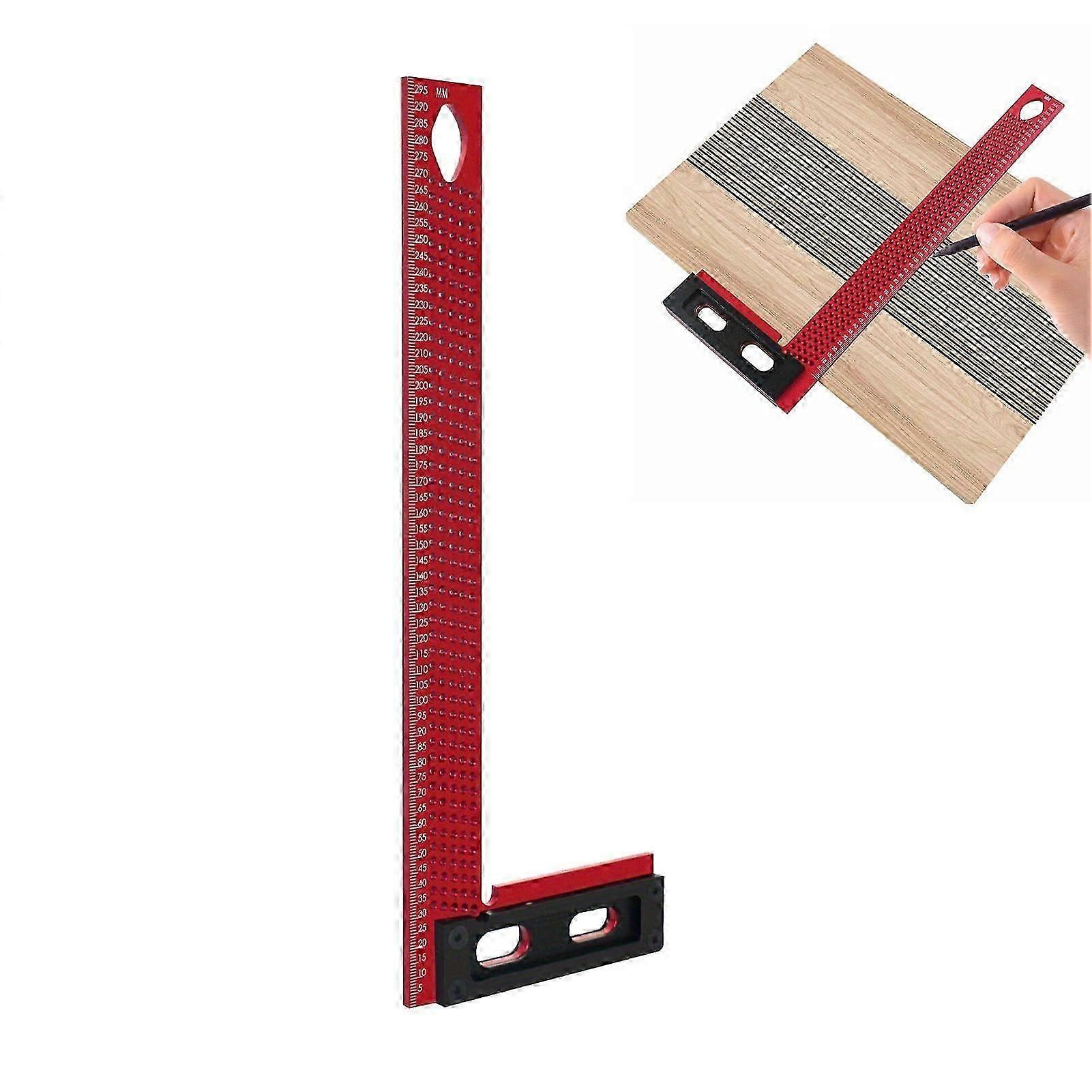 Woodworking Ruler L-Type Precision Marking Rule Portable Positioning Scribing Gauge Wear-Resistant Aluminum Alloy 300mm