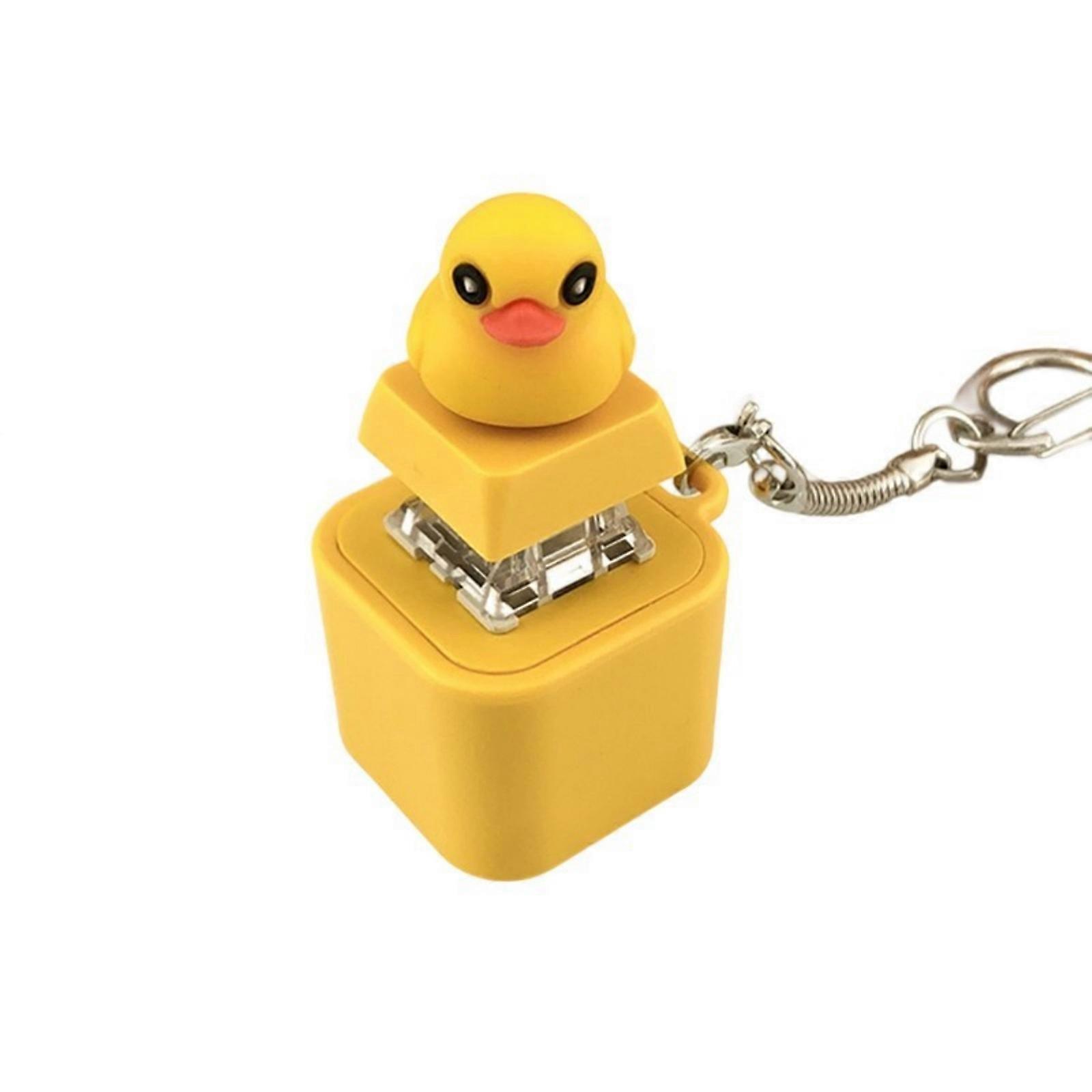 Portable Squeaky Duck Fidgety Toy LED Light Clicking Noise Stress Relief Keychain For Adults Magnetic Sensory Decoration Multicolor