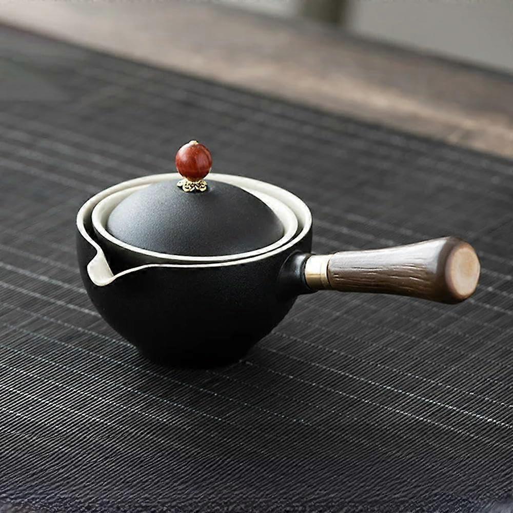 Tea Set with 360° Rotating Teapot and Infuser, Portable Porcelain AllinOne Brewing Kit