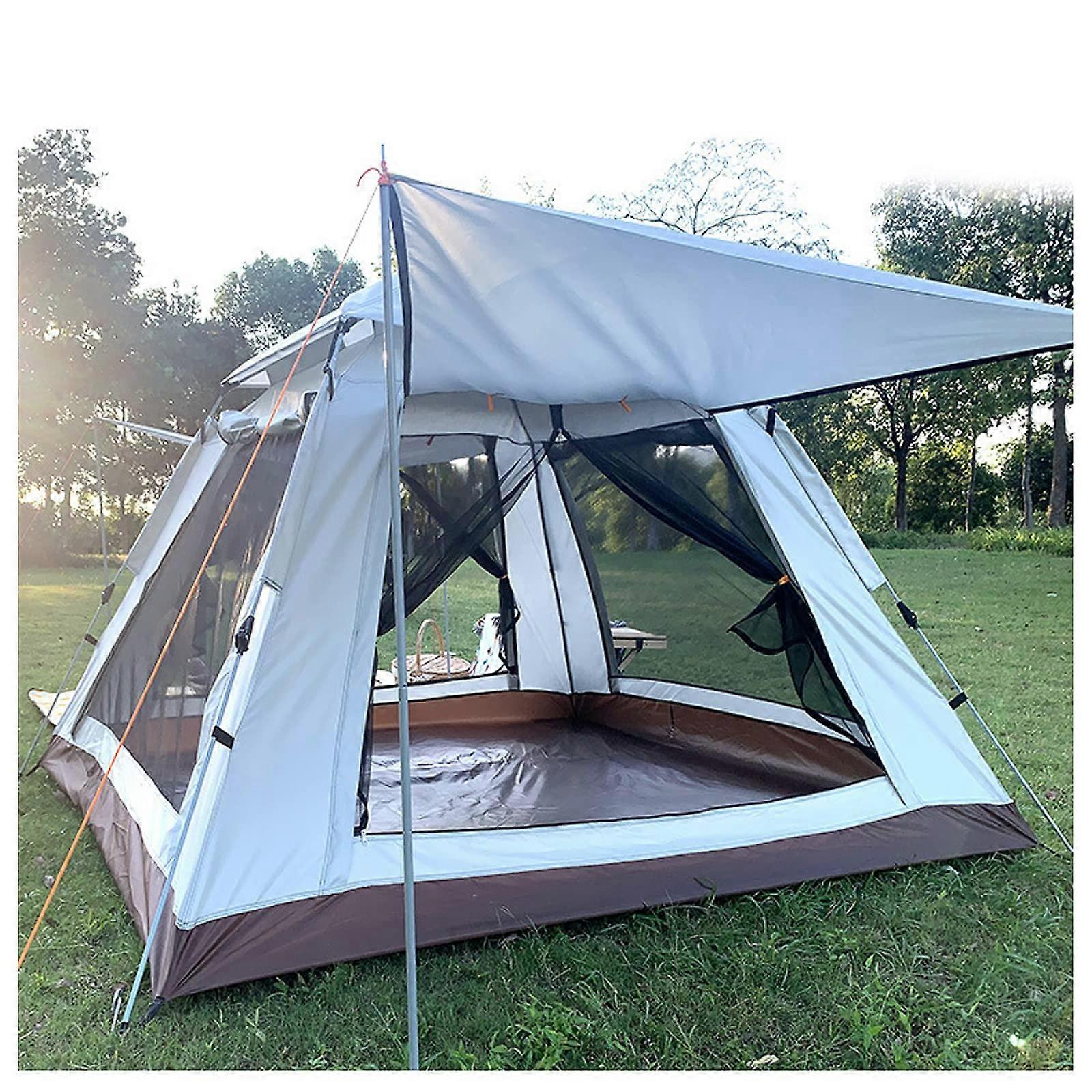 4 Man Waterproof Pop Up Camping Tent with Double Doors and Windows for Hiking Picnic Garden