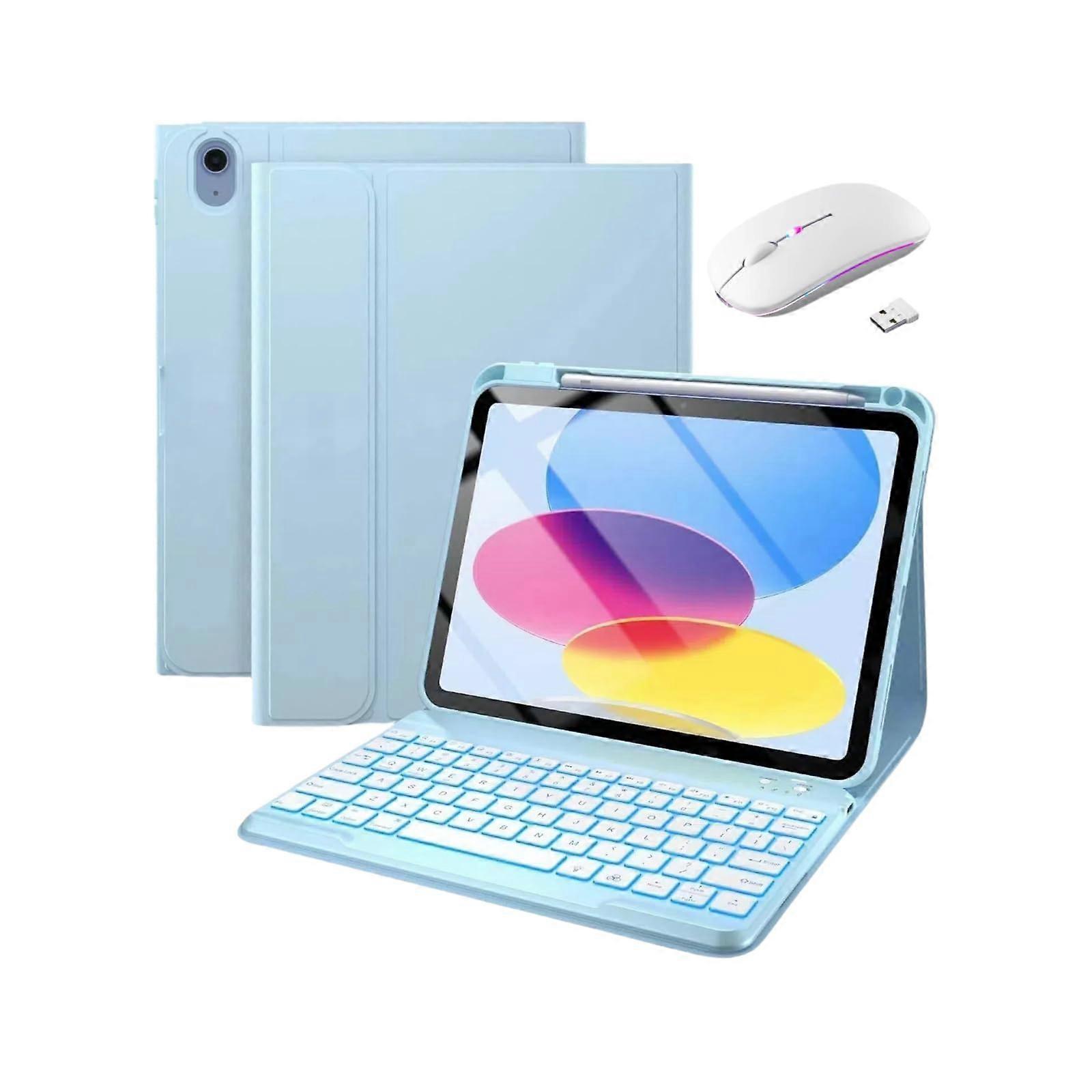 Keyboard Case for 12.1 Tablet with Detachable Wireless Keyboard Mouse and Pencil Holder Blue