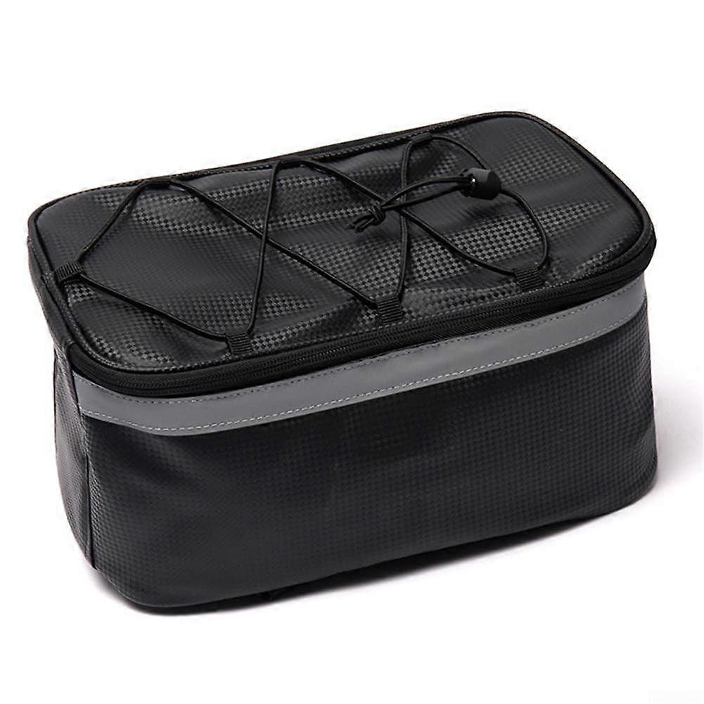 6L Waterproof Bike Rear Rack Bag with Reflective Strips, Quick Release Mount, PU Material, Double Flip Cover for Secure Cycling Storage